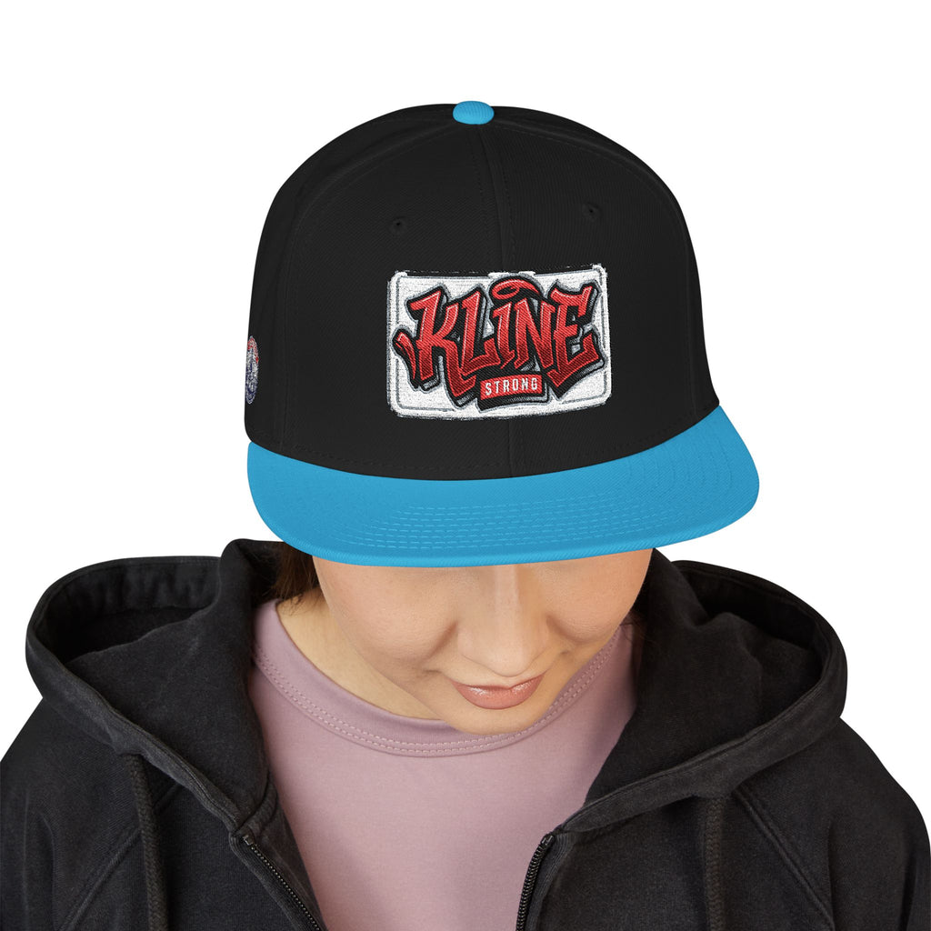 Embroidered Street Patch Snapback Hat — Red Graffiti Logo